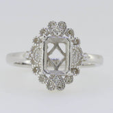 Sterling Silver Semi Mount Ring Setting Emerald OCT 8X6mm White Topaz DK2129 - Syzjewelry